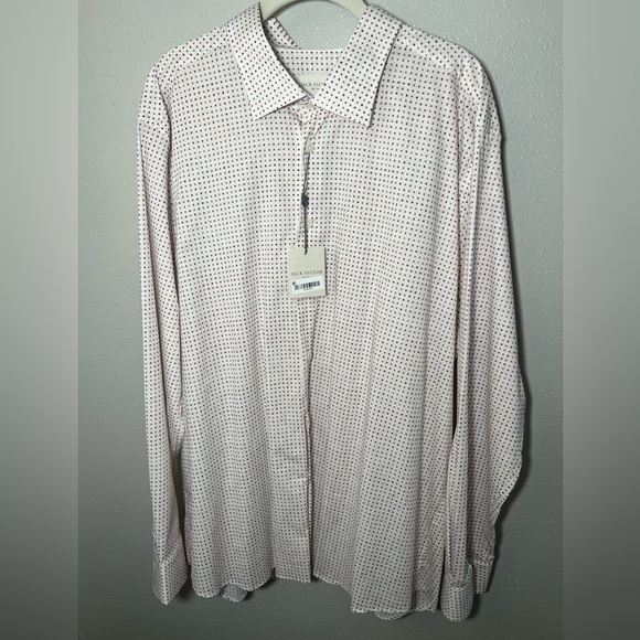 Jack Victor  Geometric Print Stretch Cotton Shirt in Pink - Picture 2 of 9